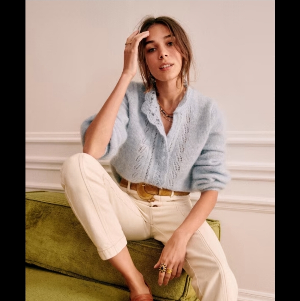 Sezane Angie Cardigan- Sky Blue-size Small